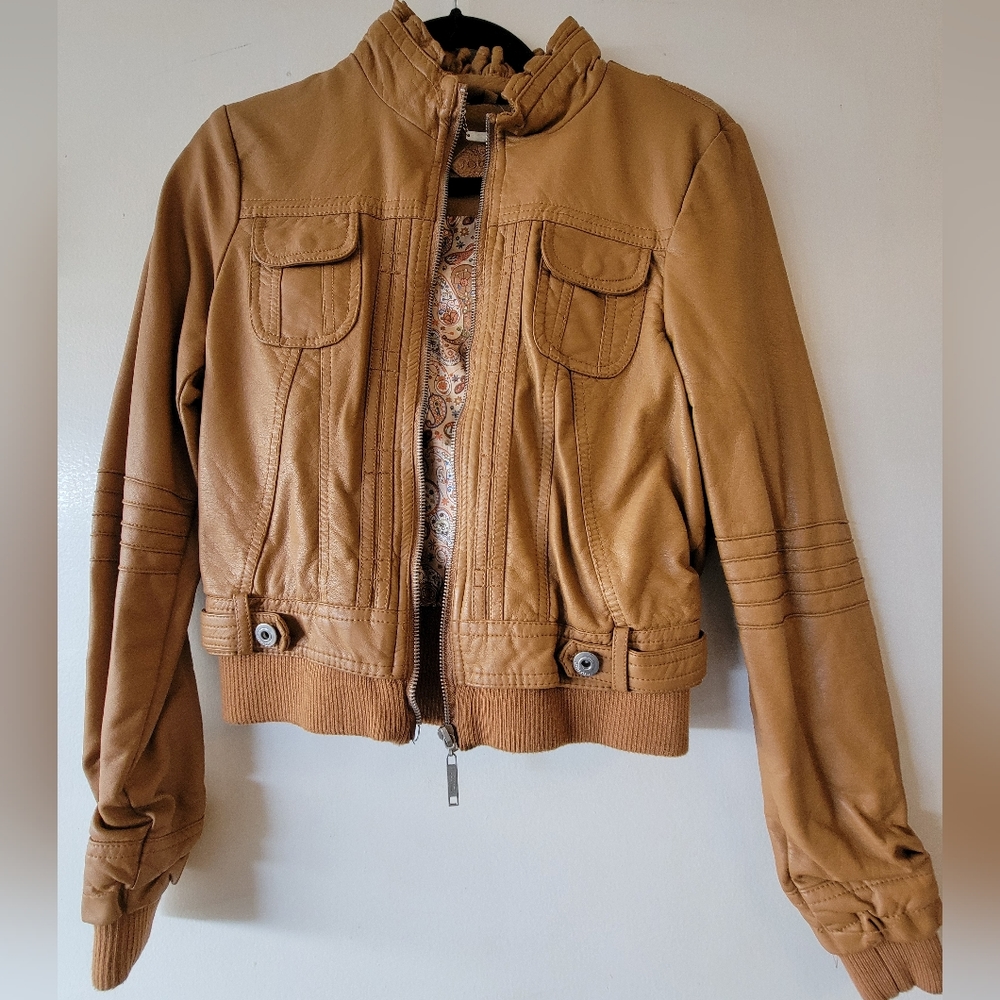 Faux leather bomber - Tan, Medium - nwt